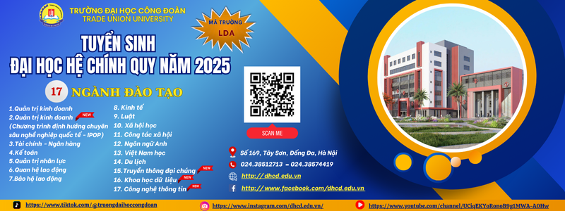 THÔNG TIN TUYỂN SINH NĂM 2025 (HÌNH THỨC ĐÀO TẠO CHÍNH QUY)